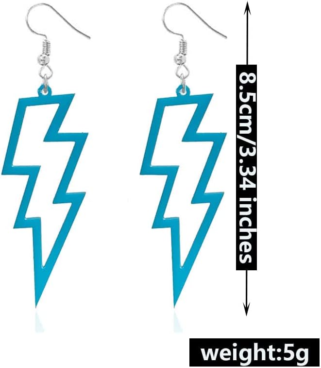 Modpide 80s Neon Earrings Hollow Lightning Bolt Halloween Punk Retro Earrings for Women 80's Party Accessories - Image 4